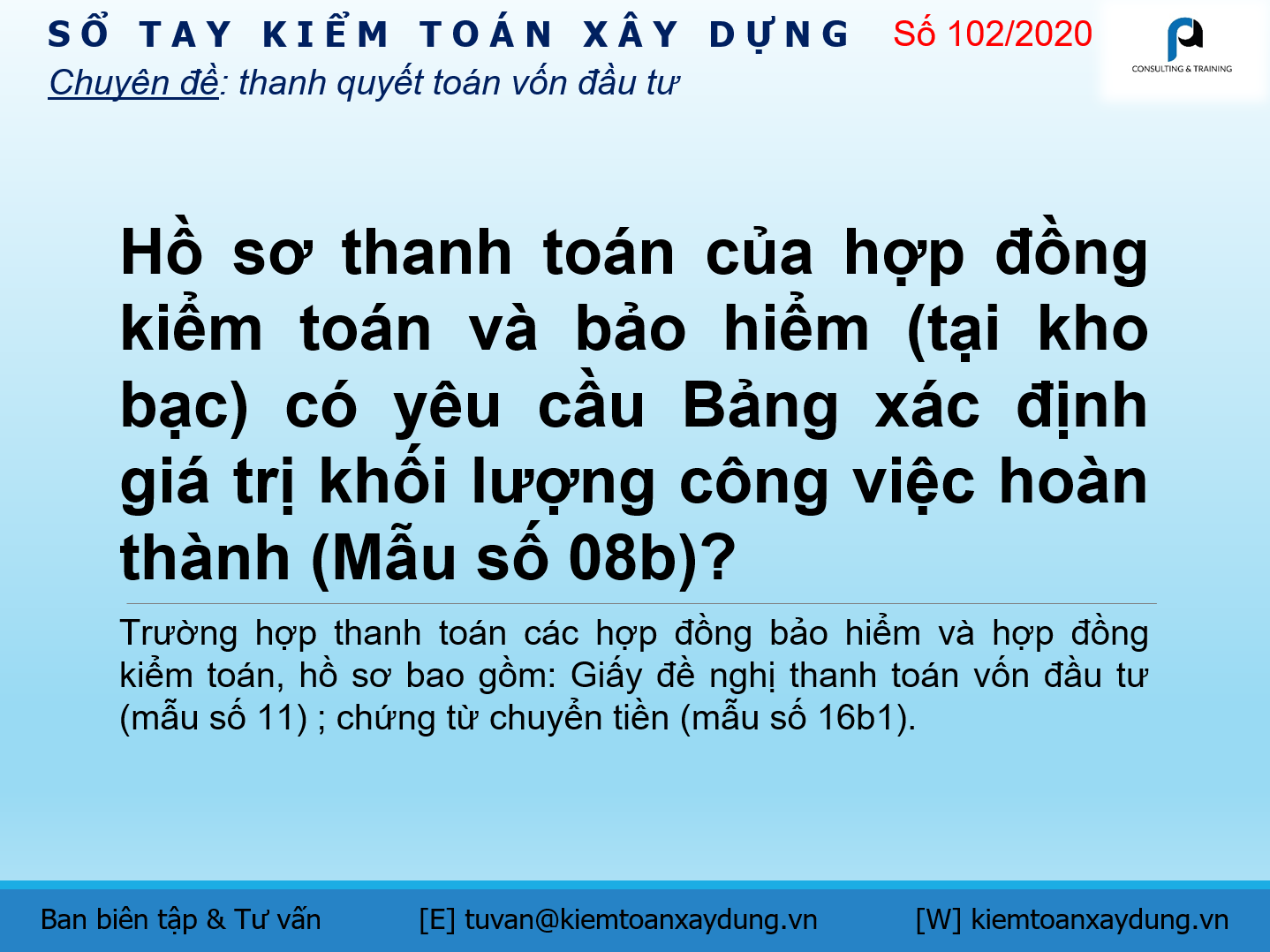 hồ sơ thanh toán hợp đồng kiểm toán