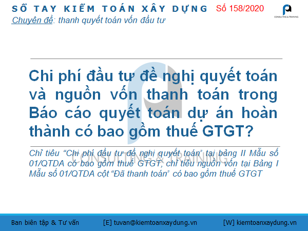 Chi phí đầu tư đề nghị quyết toán